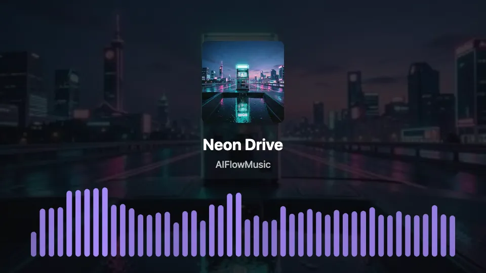 Bar spectrum music visualizer with cover art, song title and artist name, 16:9