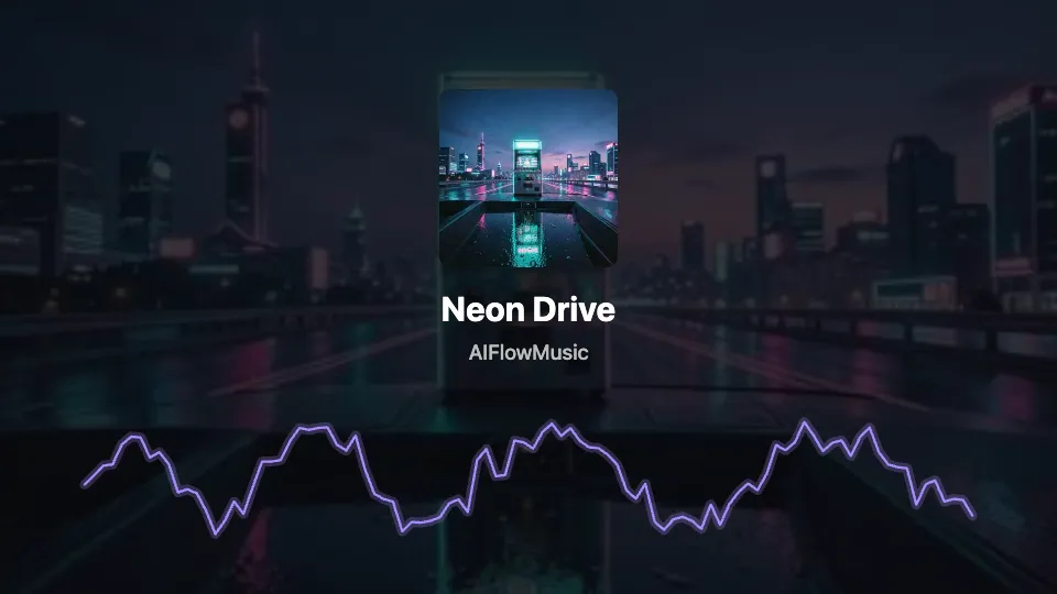 Waveform audio visualizer under a cover image, podcast style, 16:9